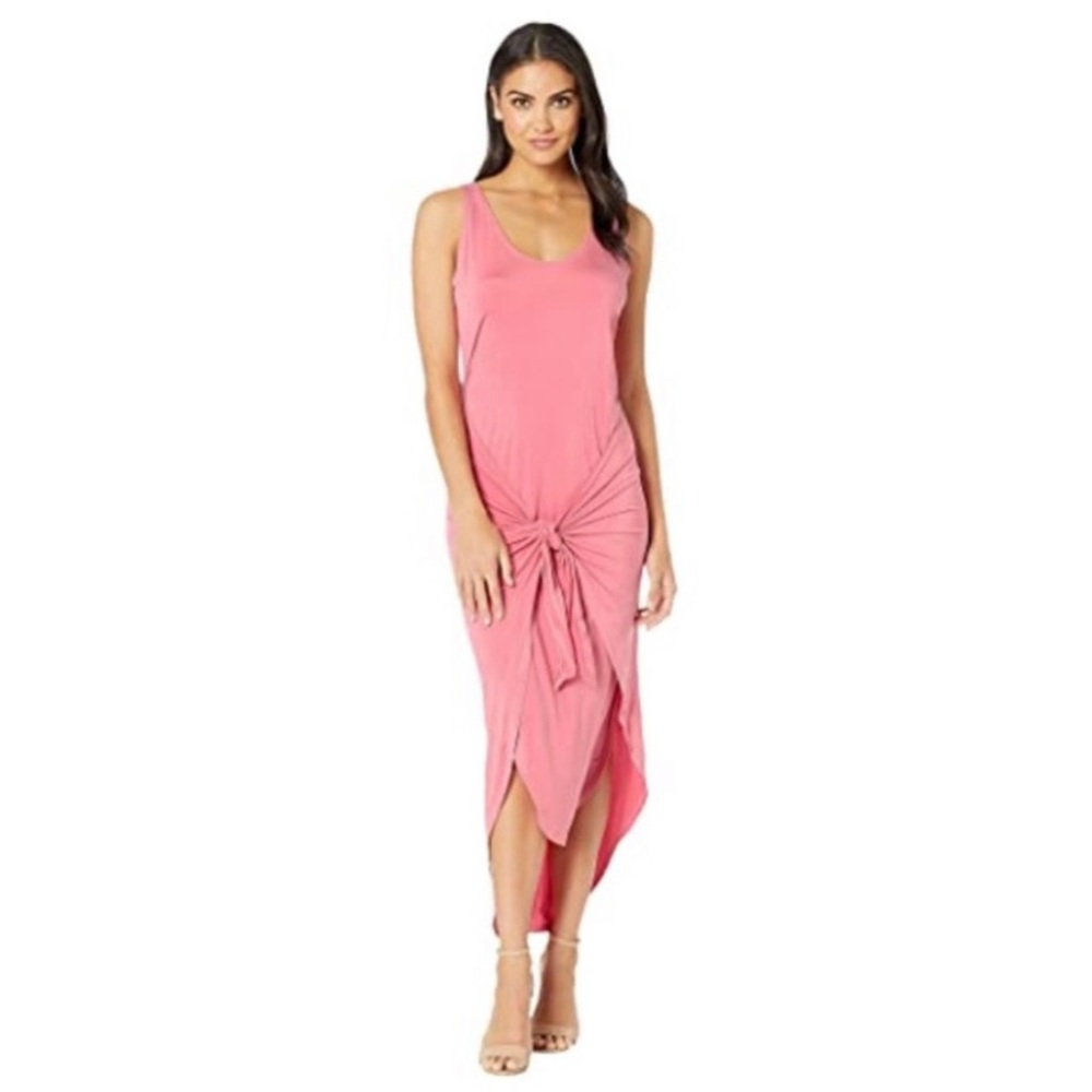 NWOT Young, Fabulous & Broke Renata Dress Pink/Mauve Color Tie Front High-Low - Picture 2 of 10
